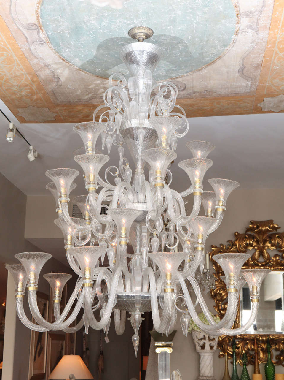 Monumental sized Murano Glass Chandelier, 30 Light.
PLEASE NOTE: Parcel Delivery is not an option for this item. White Glove or Front Door Freight required.