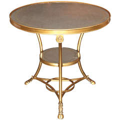 Silver Leaf Mirror Top Table with Gilt Metal Base 4