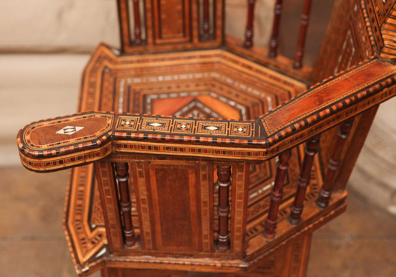 Mid-20th Century Pair of Mother-of-Pearl Inlay Moroccan Chairs