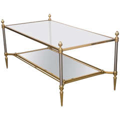 Jansen Bronze and Steel Two-Tier Coffee Table