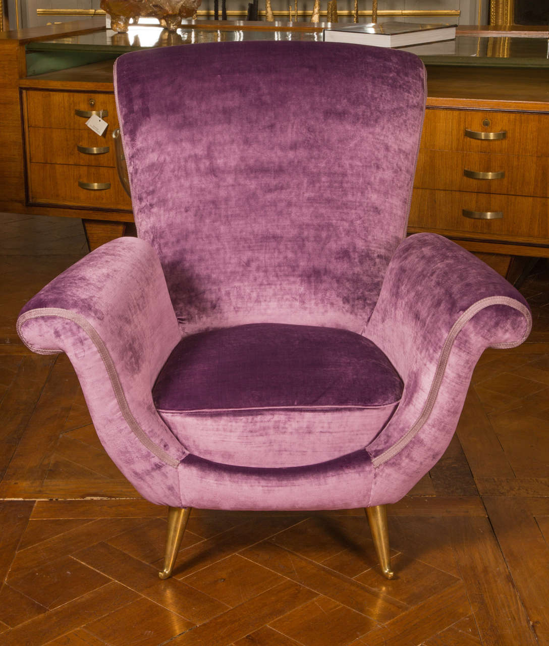 Beautiful Pair of Purple Armchairs at 1stDibs
