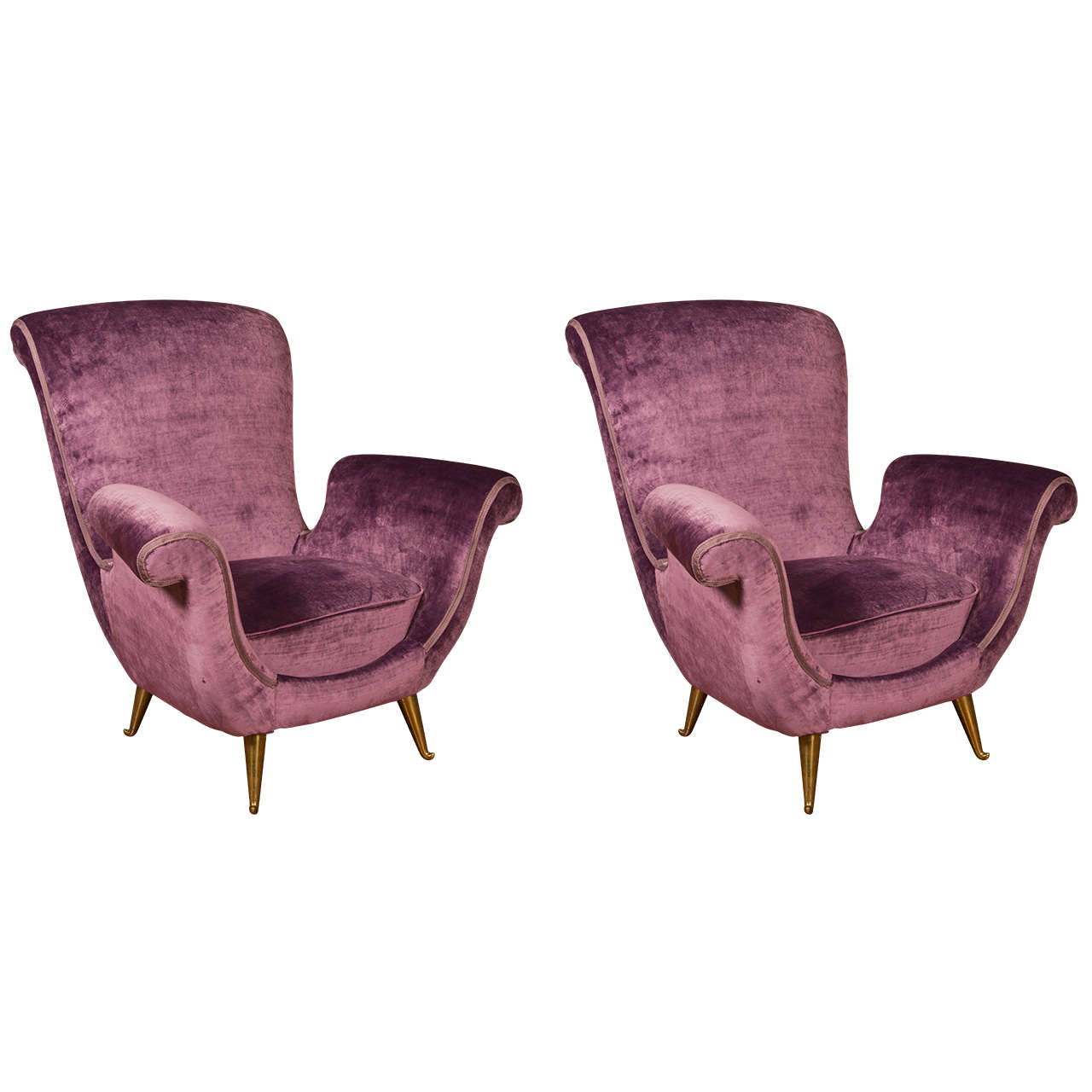 Beautiful Pair of Purple Armchairs at 1stDibs