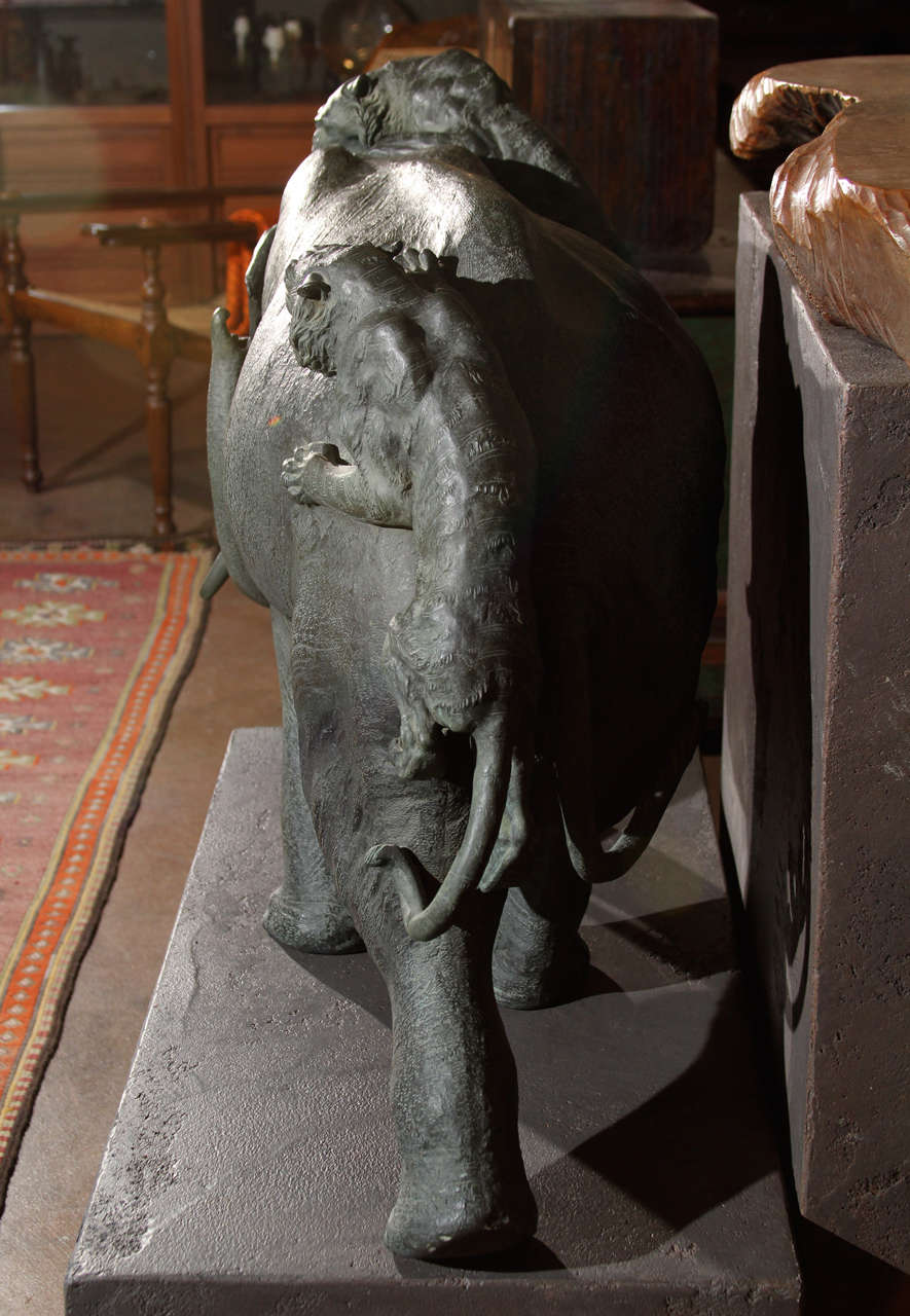Meiji Japanese Bronze Elephant Sculpture For Sale 1
