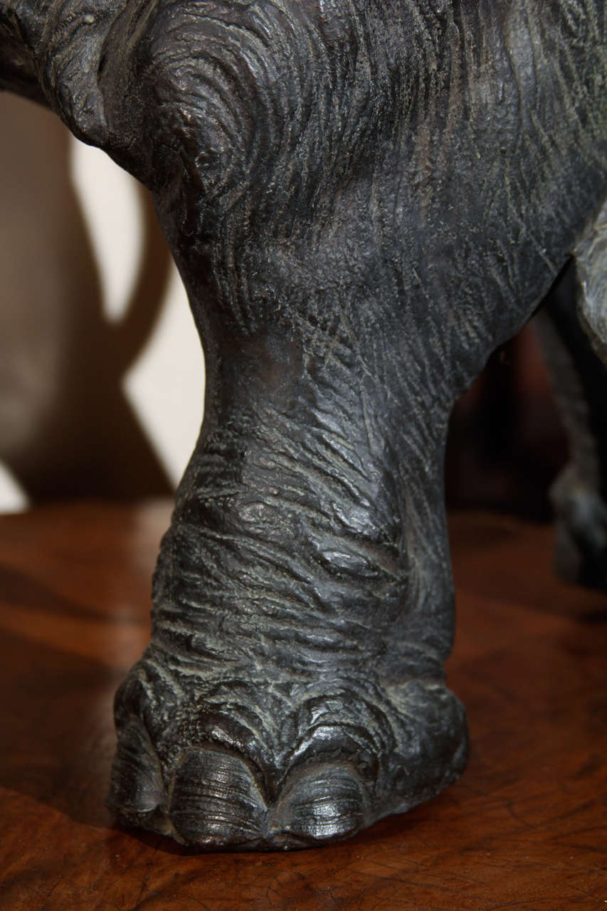 19th Century Meiji Japanese Bronze Elephant Sculpture For Sale
