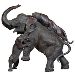 Meiji Japanese Bronze Elephant Sculpture