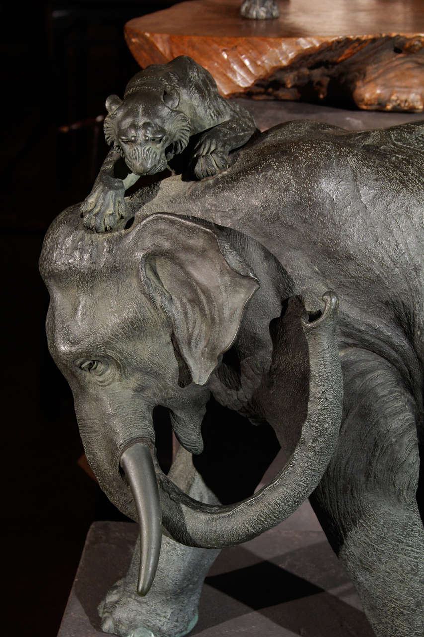 Meiji Japanese Bronze Elephant Sculpture For Sale at 1stDibs