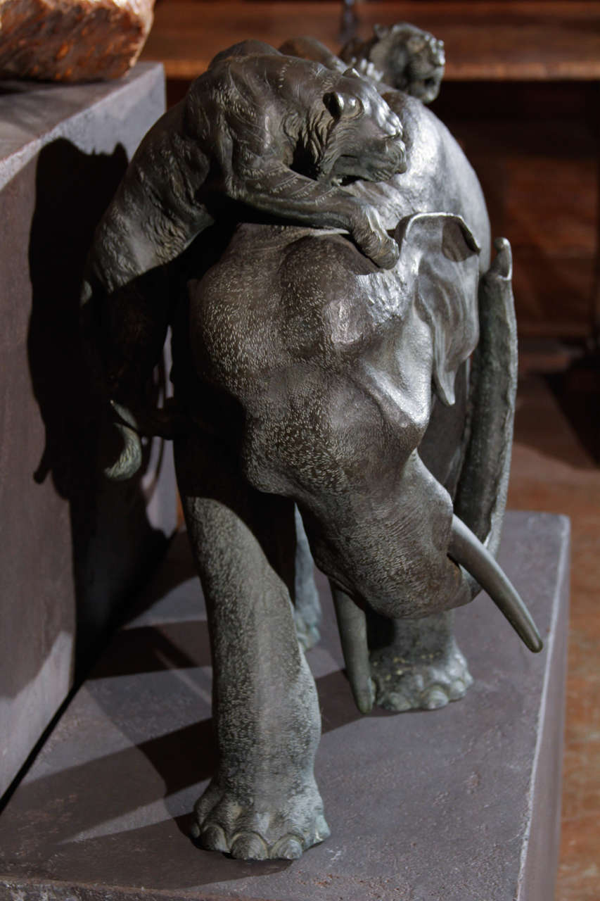 Meiji Japanese Bronze Elephant Sculpture For Sale at 1stDibs