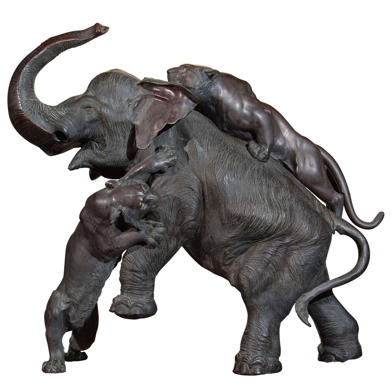 Meiji Japanese Bronze Elephant Sculpture For Sale at 1stDibs