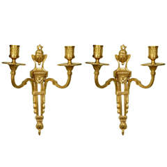 Pair of 18th Century French Louis XVI Small Ormolu Wall Appliques