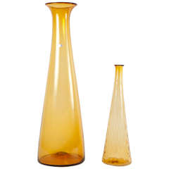 Retro Modernist Oversize Amber Glass Vases