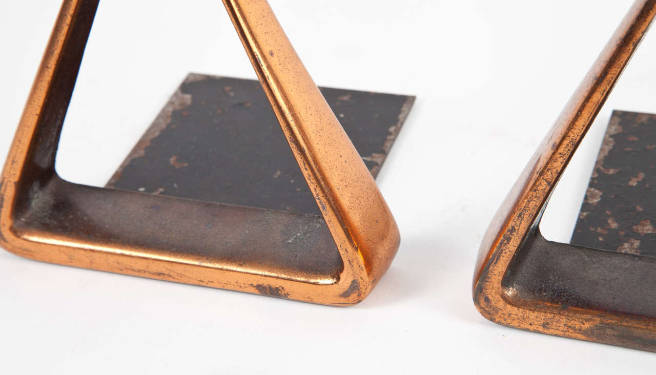 Mid-20th Century Copper Triangle Bookends by Ben Seibel