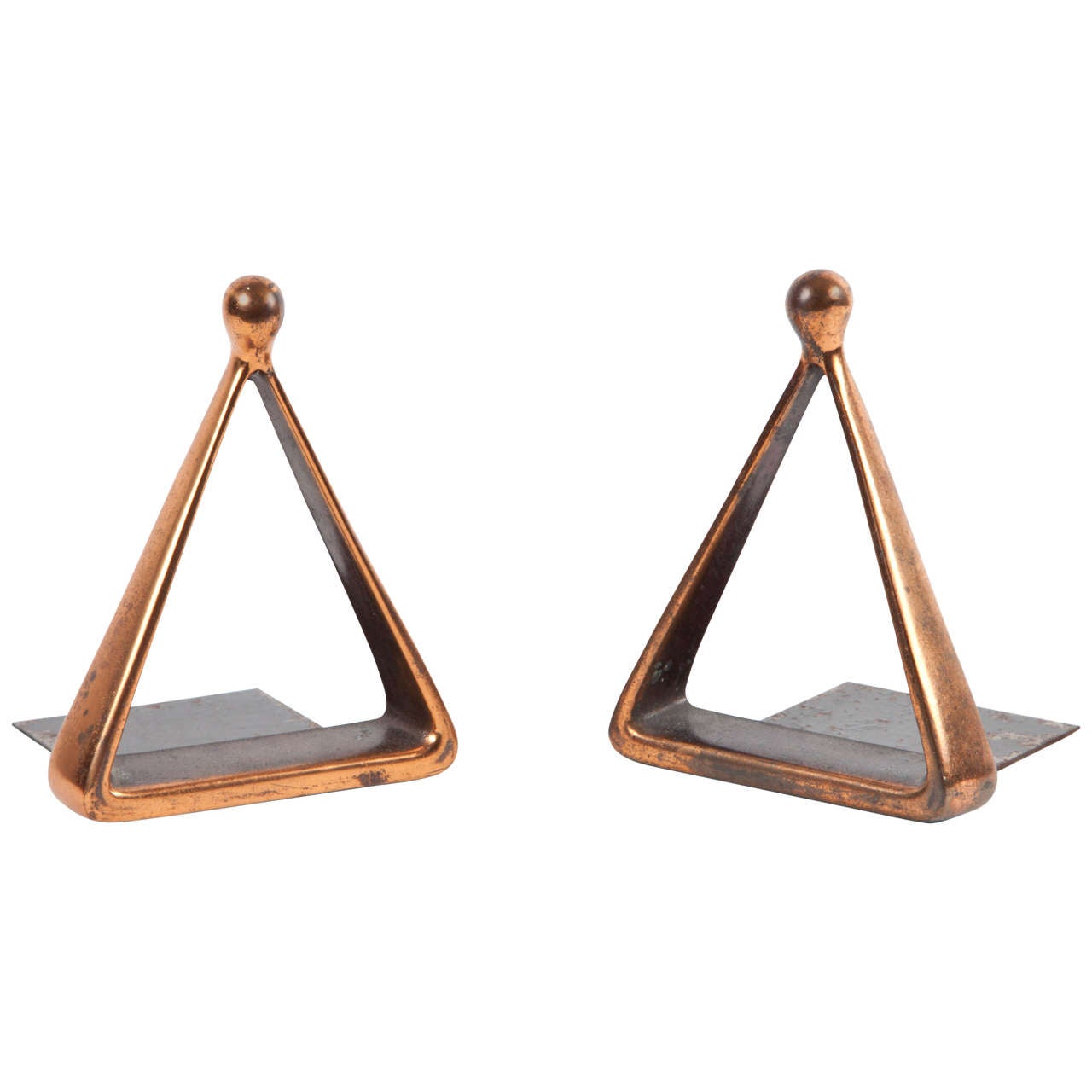 Copper Triangle Bookends by Ben Seibel