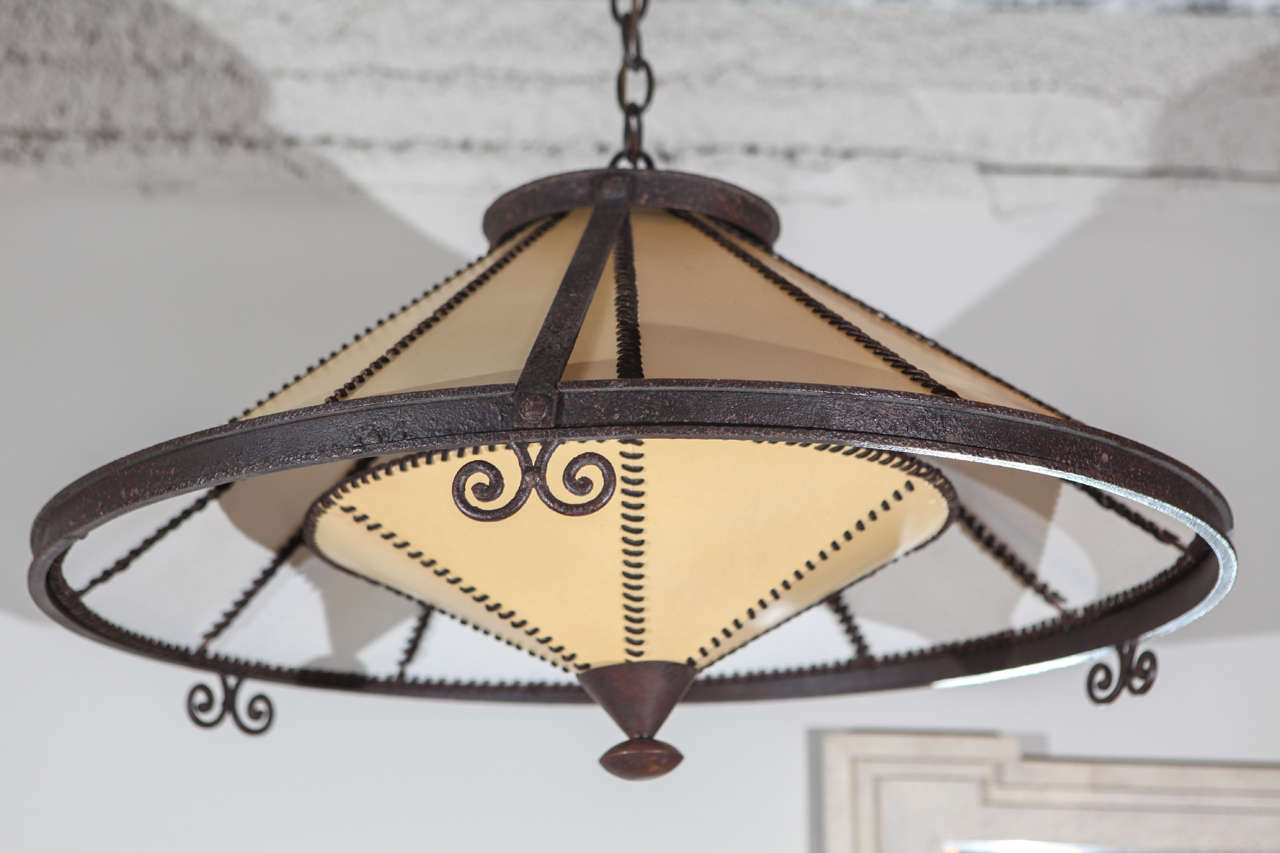 American Restored Chandelier with Faux Parchment Shade