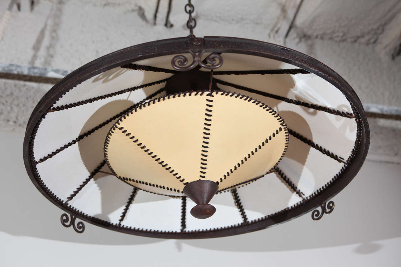 Restored Chandelier with Faux Parchment Shade 1