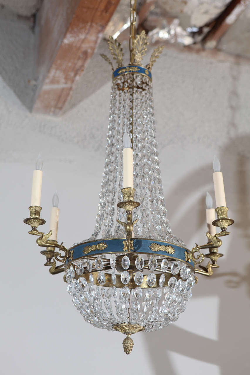 Restored early 20th century European chandelier.  
Visit the Paul Marra storefront to see more lighting including 21st Century.