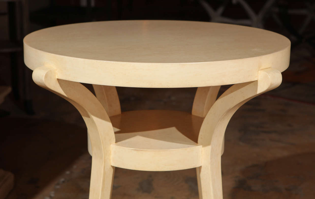 American Sculptural Side Table in Faux Parchment