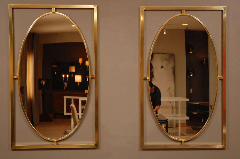 Pair Of Brass Mirrors By Lawson-Fenning