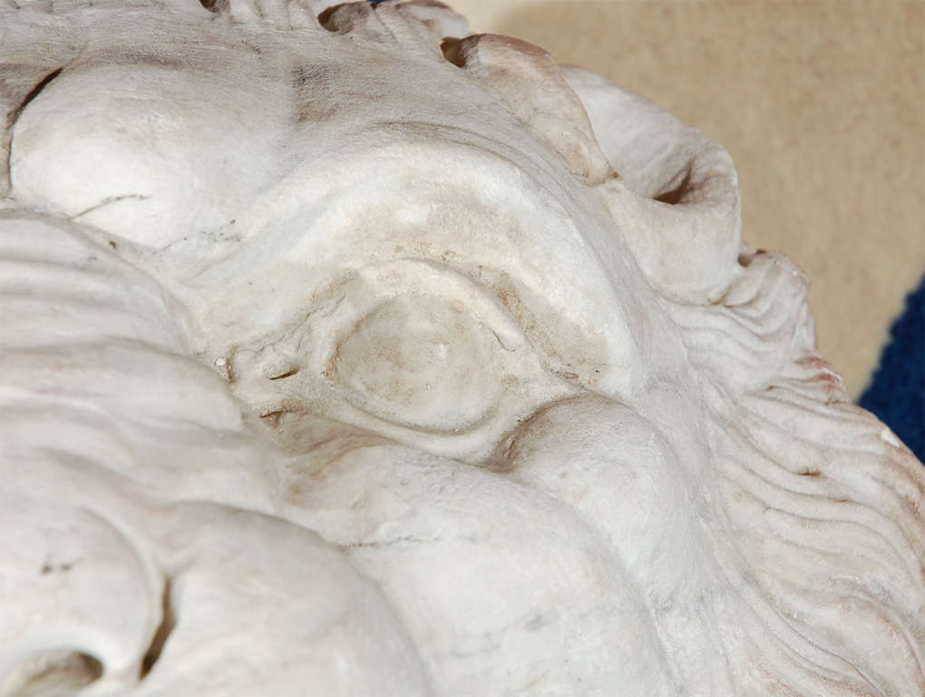 Marbre 17e siècle, Tête de fontaine Lion en marbre de Carrera en vente