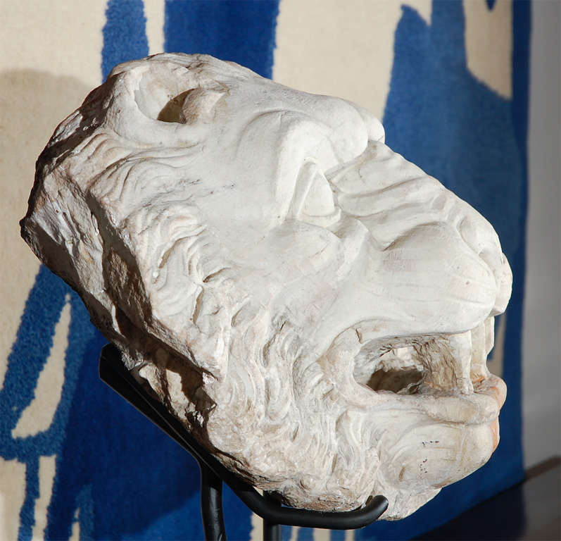 17th Century, Carrera Marble Lion Fountain Head For Sale 1