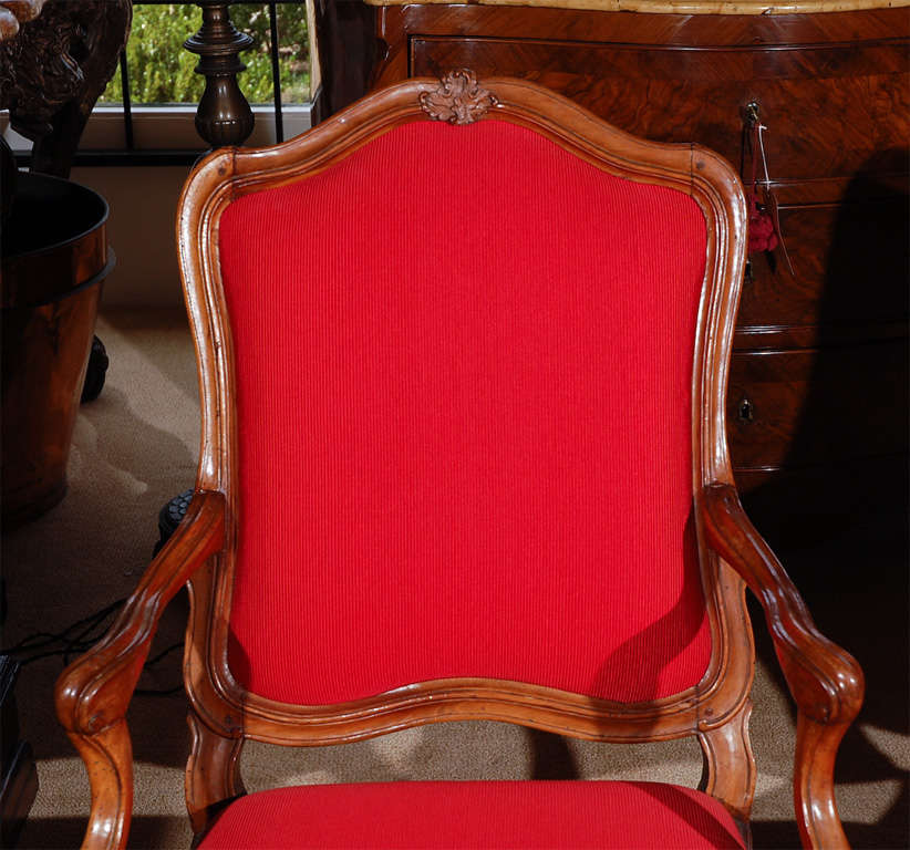 19th Century Pair of Italian Walnut Arm Chairs