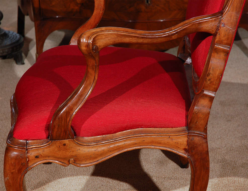 Pair of Italian Walnut Arm Chairs 4