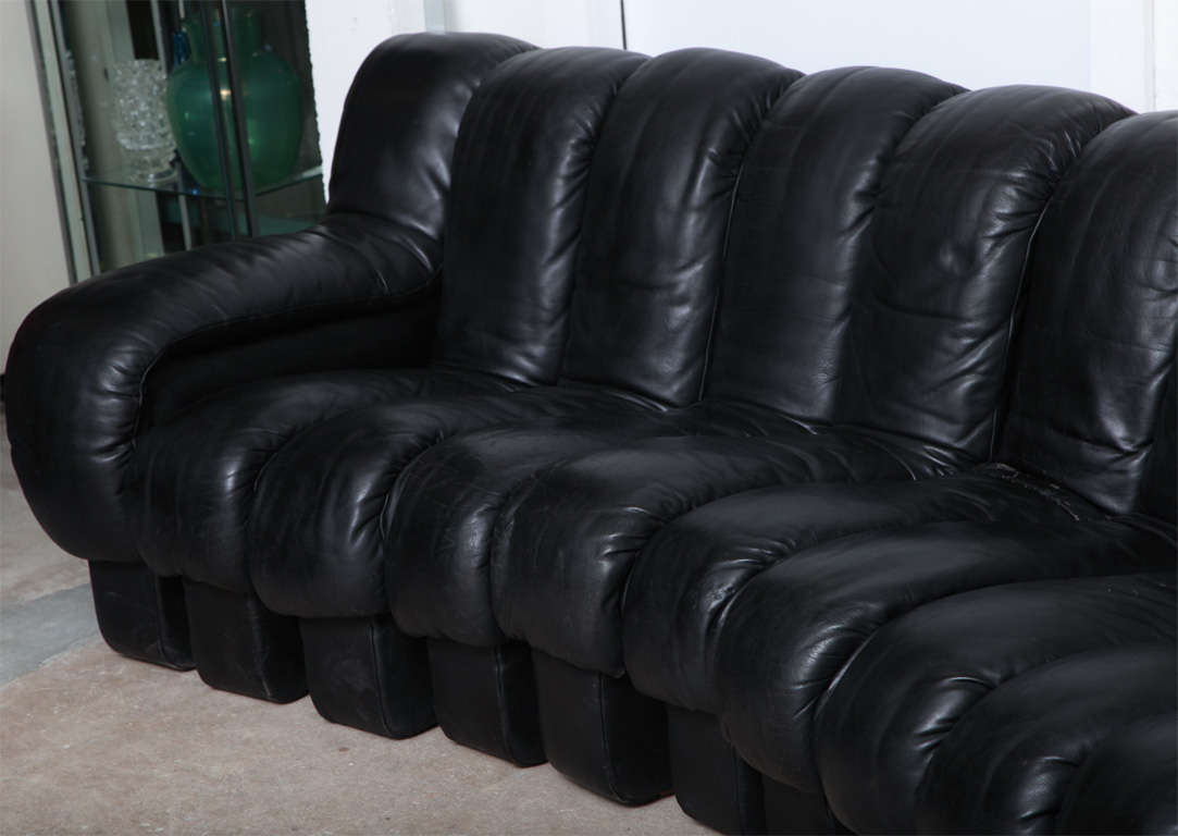 De Sede Black Leather Non Stop Sofa 1