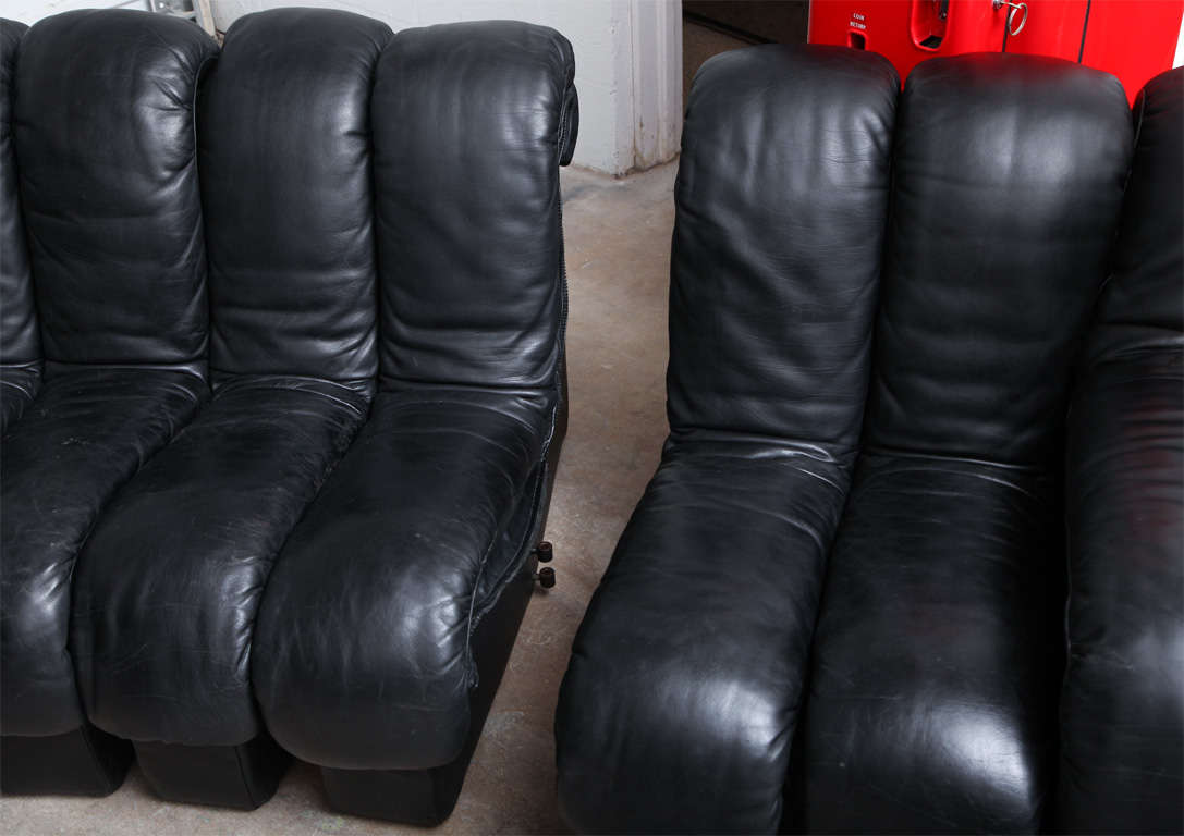 De Sede Black Leather Non Stop Sofa 2