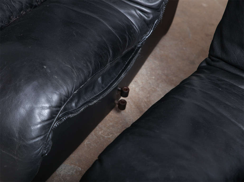 De Sede Black Leather Non Stop Sofa 3