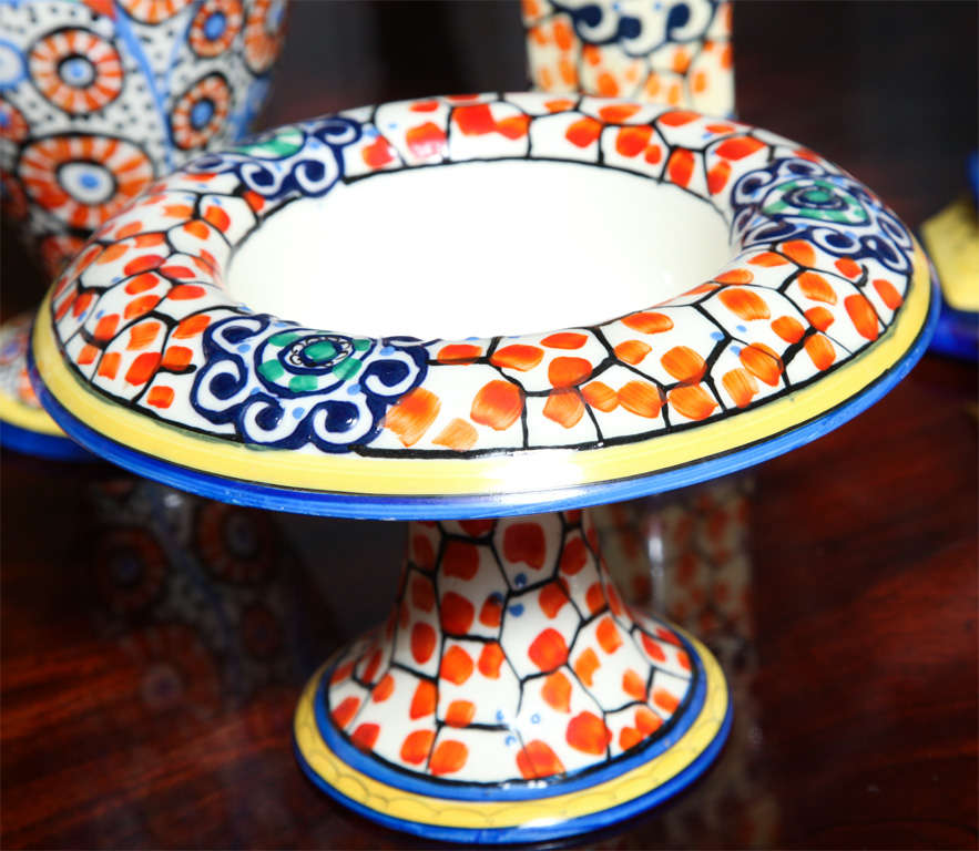 Mid-20th Century Grouping of Colorful Hand-Painted Czechoslovakian Ceramics