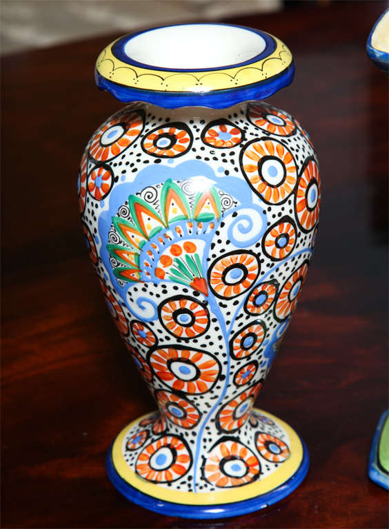 Grouping of Colorful Hand-Painted Czechoslovakian Ceramics 2