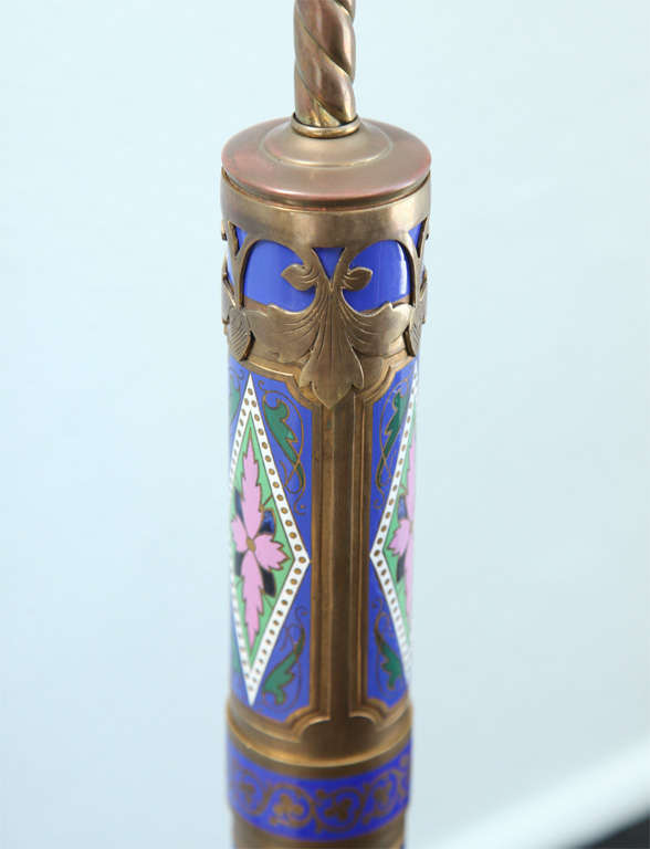 Pair of Aesthetic Movement Cloisonne and Bronze Table Lamps For Sale 3