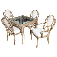 A Rare McGuire Faux Twig Games Table & 4 Chairs