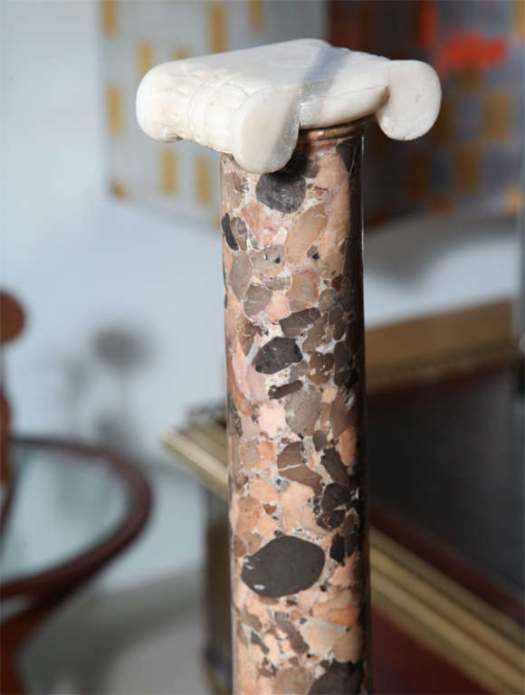 Italian Pair of Grand Tour Columns in Porphyry, Breche and Alabaster For Sale