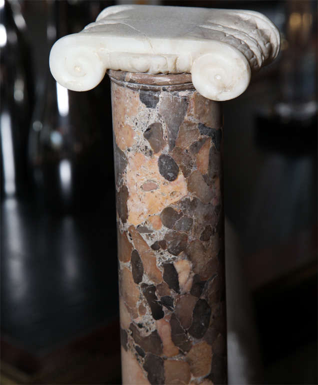 Pair of Grand Tour Columns in Porphyry, Breche and Alabaster In Excellent Condition For Sale In Hollywood, FL