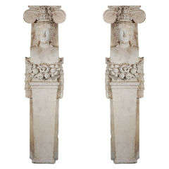 Pair of Antique Marble Caryatids