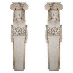 Pair of Antique Marble Caryatids