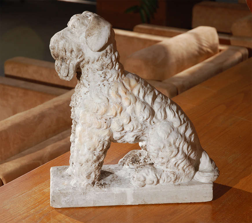 Marble Seated Dog In Good Condition For Sale In Los Angeles, CA