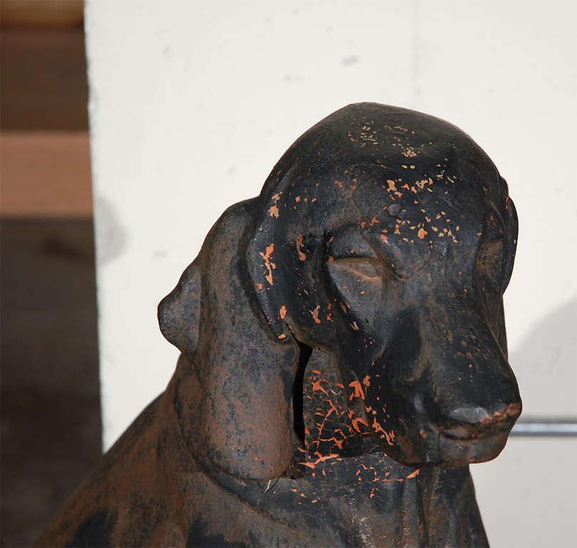 Dog in a Seated Position on a Plinth Base