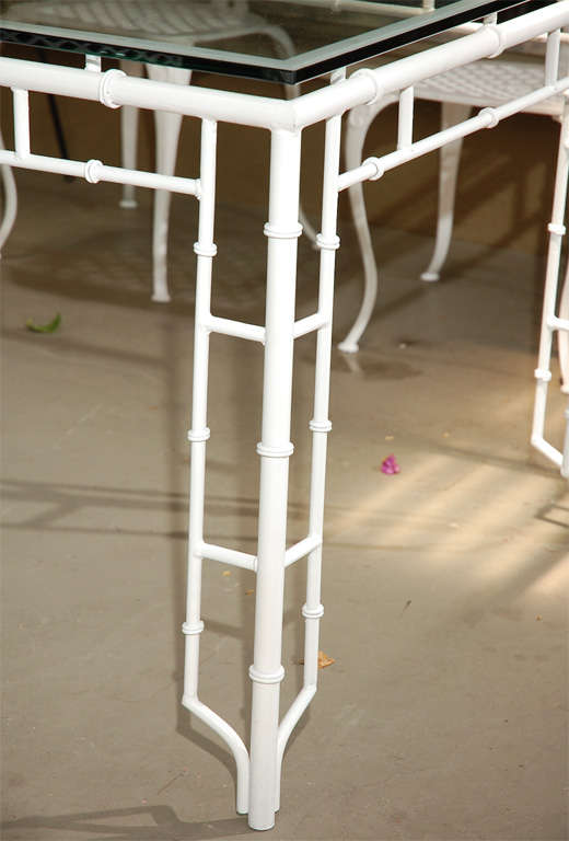 Faux Bamboo Glass Top Outdoor Dining Table