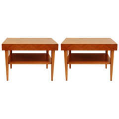 Pair of Lane Herrigbone Side Tables