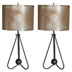 Mid-Century Lamps with Perforated Metal Shades