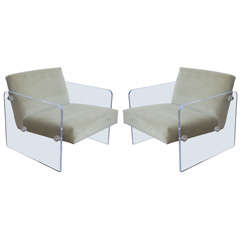 Pair Of Floating Chic Lucite Invisible Chairs