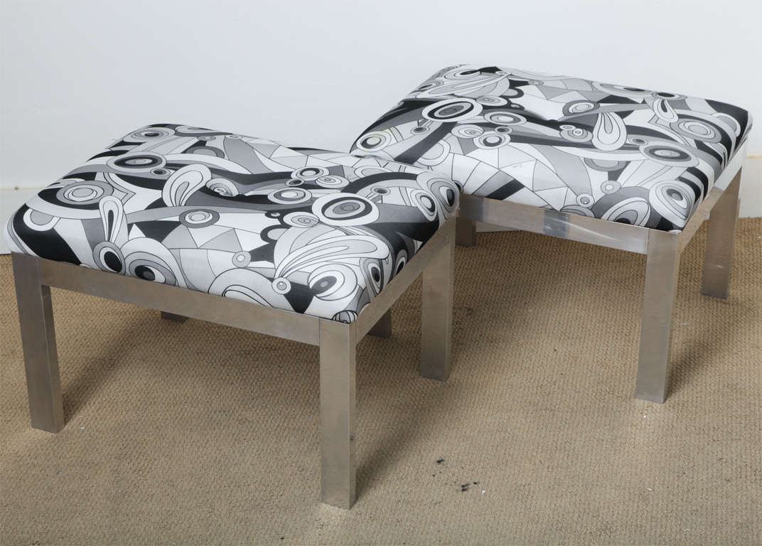Cool 70s Stools Benches, Upholstered In Emilio Pucci