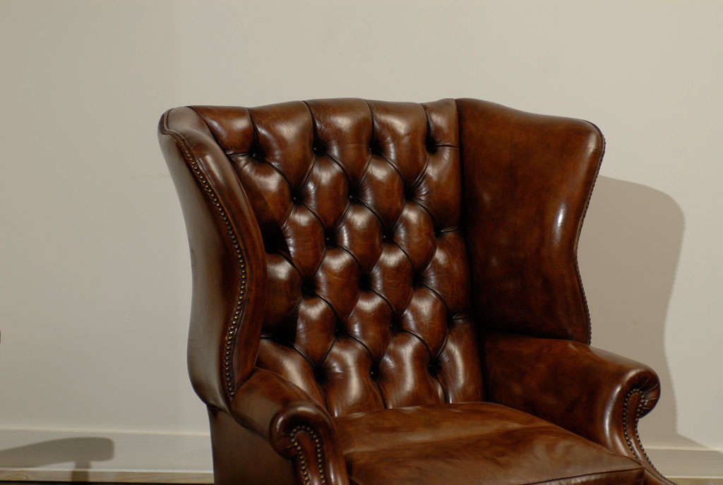 Owletts Tufted Wing Chair, wide For Sale 1