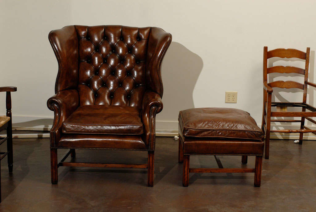 Owletts Tufted Wing Chair, wide For Sale 2