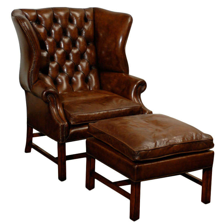 Owletts Tufted Wing Chair, wide For Sale