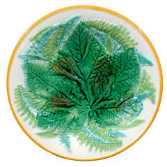 George Jones Chestnut Leaf Majolica Plate