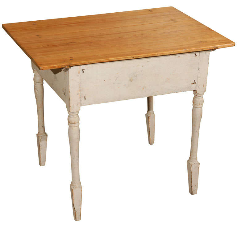 A 19th Century Swedish Painted Work Table with Scrub Pine Top