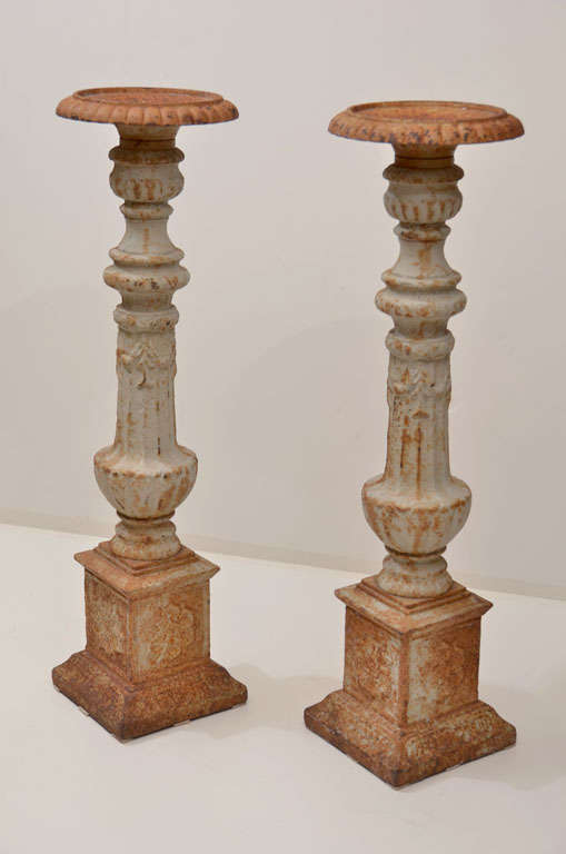 Antique Cast Iron Candlesticks 1