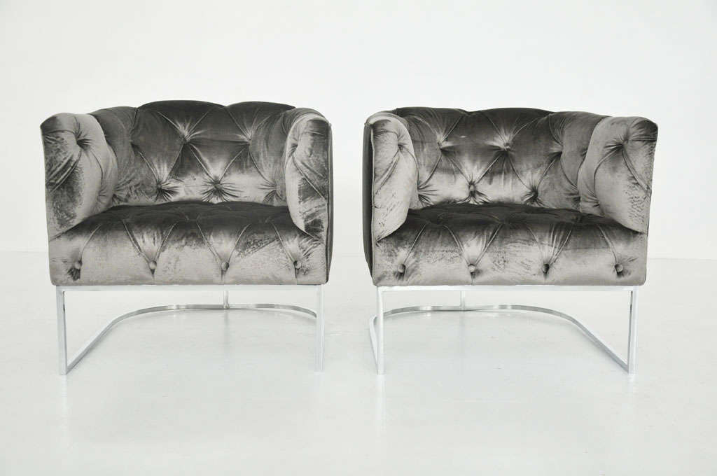 Milo Baughman Chrome Chesterfield Chairs 3